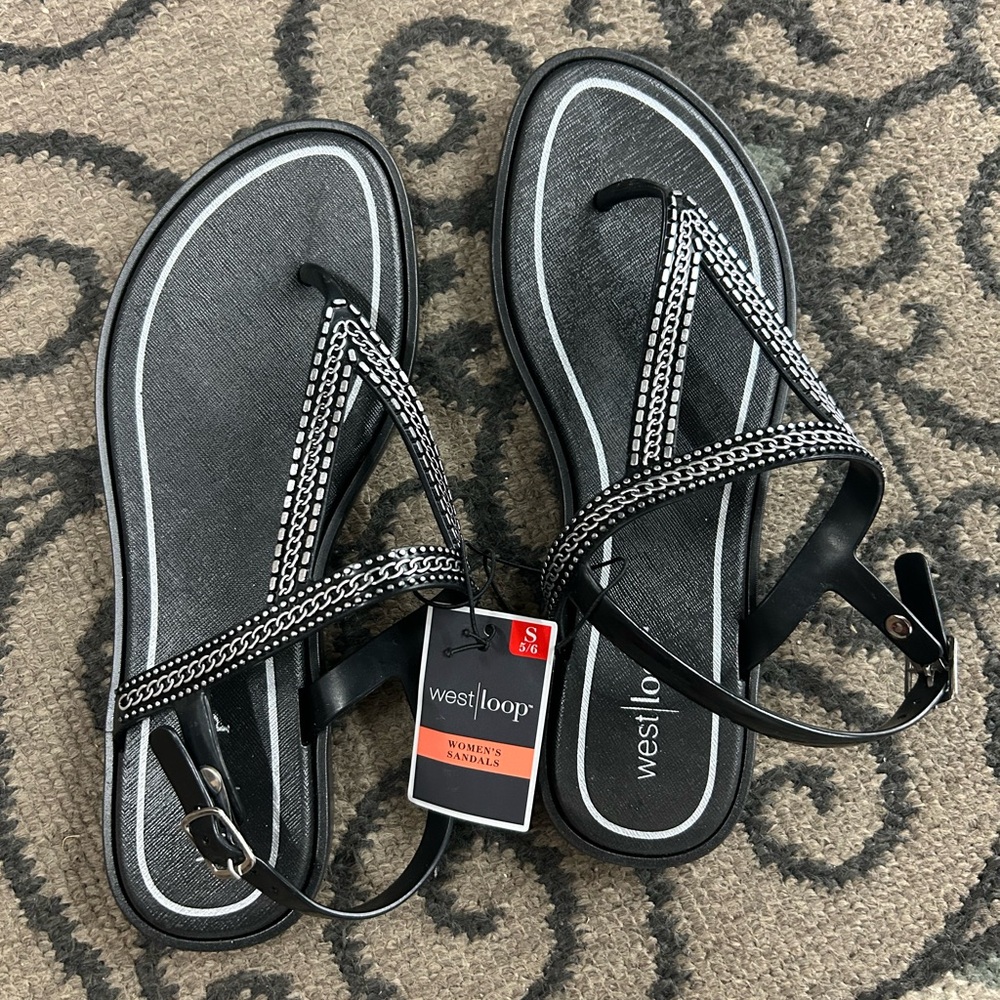 West Loop Black and White Women's Sandals
